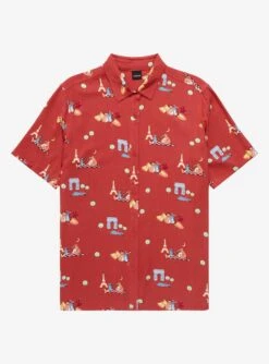 Disney Pixar Ratatouille Remy & Emile Scenic Allover Print Women’s Woven Button-Up