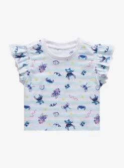 Disney Lilo & Stitch: The Series Stitch & Angel Allover Print Toddler Ruffle T-Shirt - BoxLunch Exclusive