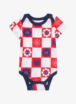 Marvel Spider-Man Retro Checkered Infant One-Piece - BoxLunch Exclusive