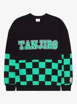 Demon Slayer: Kimetsu No Yaiba Tanjiro Checkered Panel Crewneck - BoxLunch Exclusive