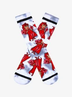 Marvel WandaVision Scarlet Witch Cartoon Allover Print Tie-Dye Crew Socks - BoxLunch Exclusive