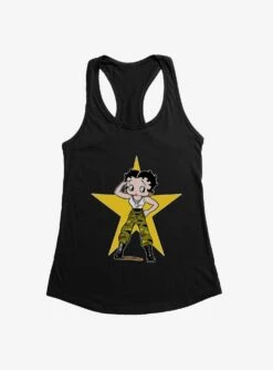 Betty Boop Army Camo And Stars Womens Tank Top