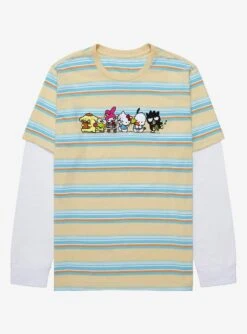 Sanrio Kawaii Mart Group Portrait Striped Layered Long Sleeve T-Shirt - BoxLunch Exclusive