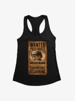 Puss In Boots Scratched Wanted Poster Womens Tank Top
